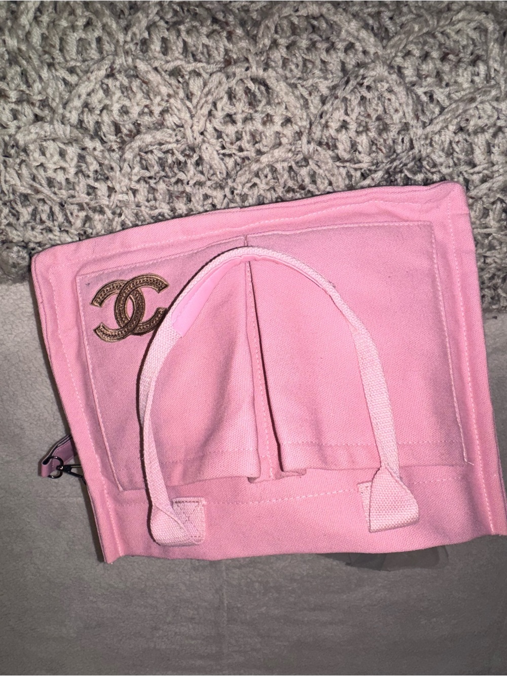 Chanel Pink Canvas Tote with Double C Emblem
